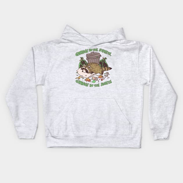 Garbage In The Streets Kids Hoodie by Hillary White Rabbit